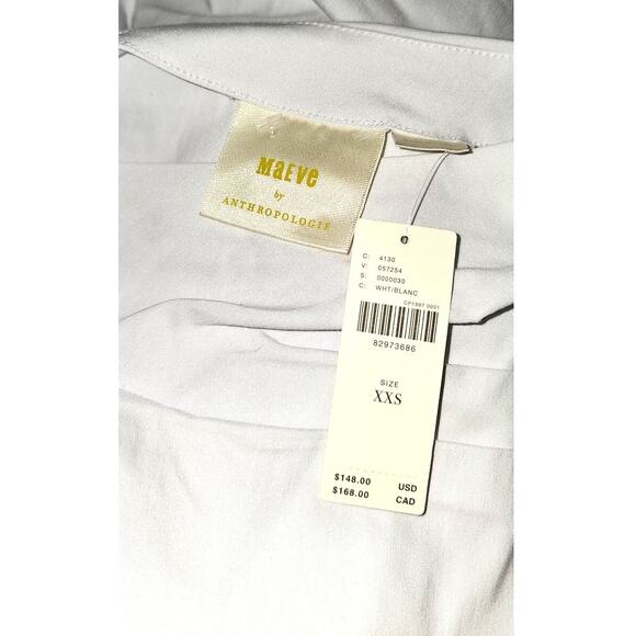 New Anthropologie Maeve Slim Puff-Sleeve Ruched Mini Dress $148  XXS 00 White - Picture 5 of 9